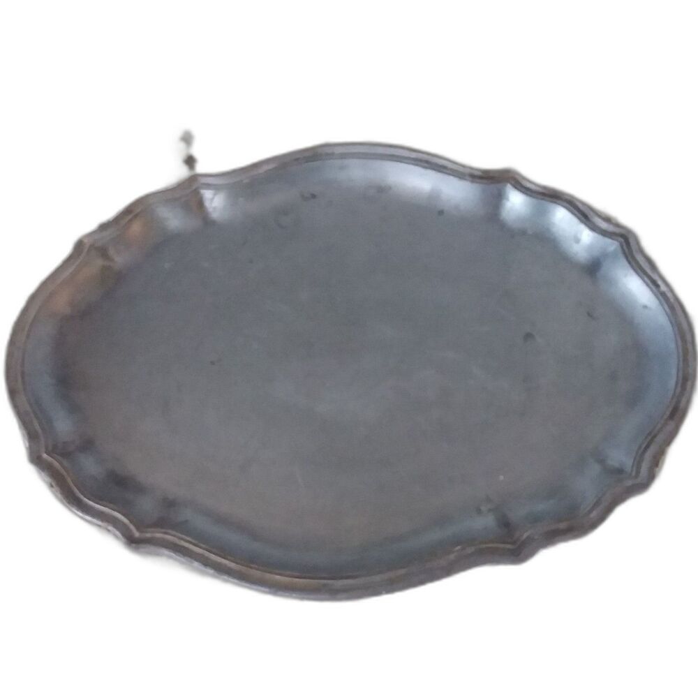 Vintage Pewter Arte Italica Peltro Scalloped Medium Oval Tray 13.5 x 9.5